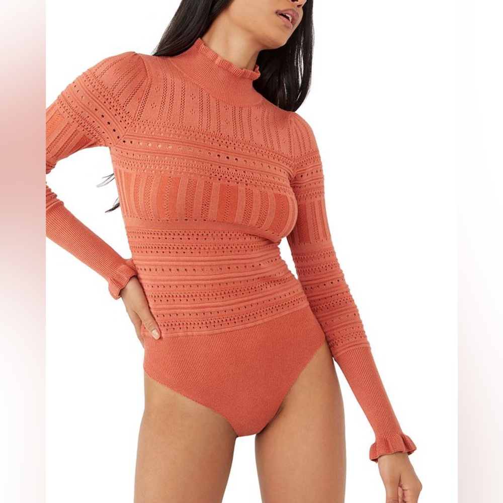 FREE PEOPLE | FP intimately Pointelle Me About It Mock Neck Bodysuit size s